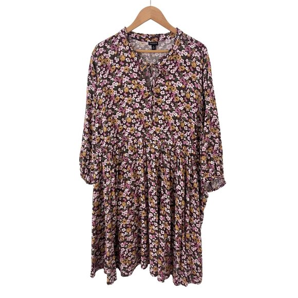 Size 4X 26 28 FLORAL PRINT CHALLIS KEYHOLE DRESS W/POCKETS All-Season PLUS SIZE - Picture 6 of 8